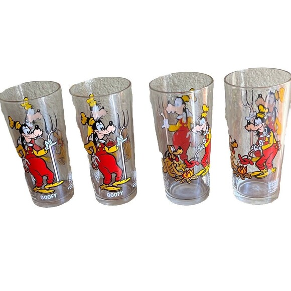 Pepsi Goofy Pluto Glass LOT 4 1978 Walt Disney Productions Happy Birthday Mickey - Picture 2 of 10